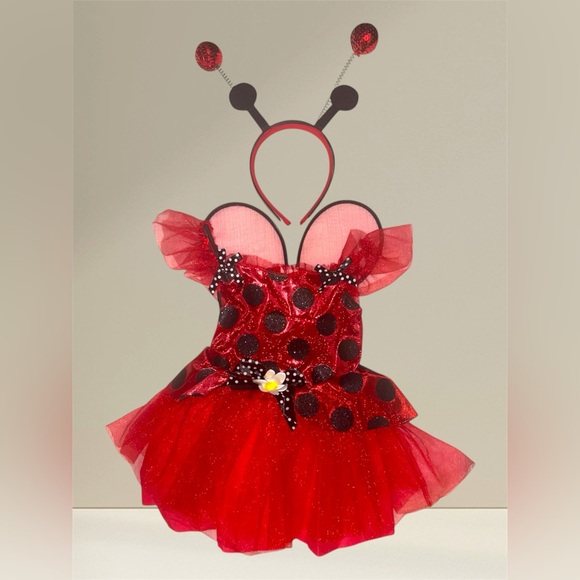Charming Red Ladybug Costume for Kids with Headband - Picture 1 of 9